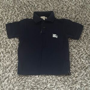 Burberry Brit Polo Top Boys Dark Blue Short Sleeves Logo Two Button Size 2